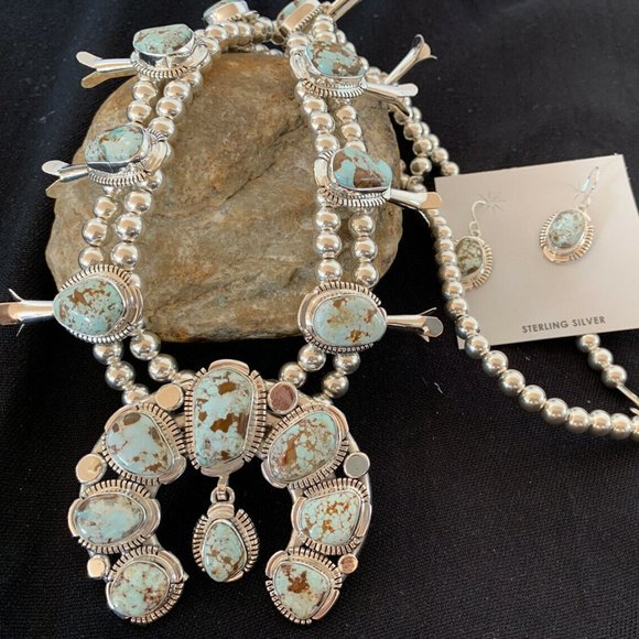 Dry Creek Turquoise Sterling Squash Necklace - Picture 5 of 12